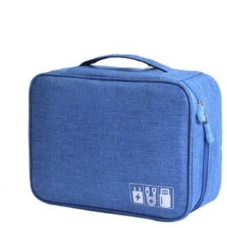 Opbergtas Reizen Closet Organizer Case voor Hoofdtelefoon Digitale Draagbare Rits Accessoires Lader Datakabel USB Bag Organizer blauw