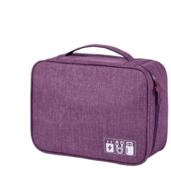 Opbergtas Reizen Closet Organizer Case voor Hoofdtelefoon Digitale Draagbare Rits Accessoires Lader Datakabel USB Bag Organizer paars