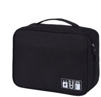Opbergtas Reizen Closet Organizer Case voor Hoofdtelefoon Digitale Draagbare Rits Accessoires Lader Datakabel USB Bag Organizer zwart