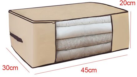 Opbergtas Voor Kleding Deken Draagbare Niet-geweven Vouwen Kleren Kussen Quilt Deken Opbergdoos Organizer 1Pc 45x30x20cm beige