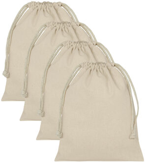 Opbergzakje/uitdeelzakje met koord - 10x - wit - biologisch katoen - 15 x 20 cm - canvas cadeau zakj