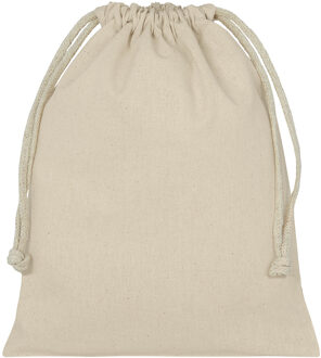 Opbergzakje/uitdeelzakje met koord - wit - biologisch katoen - 10 x 14 cm - canvas cadeau zakje Beige