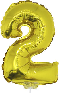 Opblaas cijfer ballon 2 folie ballon goud 41 cm