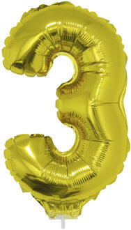 Opblaas cijfer ballon 3 folie ballon goud 41 cm