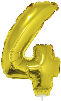 Opblaas cijfer ballon 4 folie ballon goud 41 cm