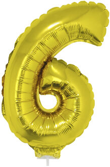 Opblaas cijfer ballon 6 folie ballon goud 41 cm