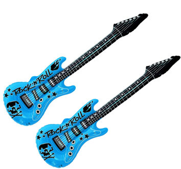 Opblaas elektrische gitaar - 2x - blauw - speelgoed - kinderen - opblaasbaar - popster