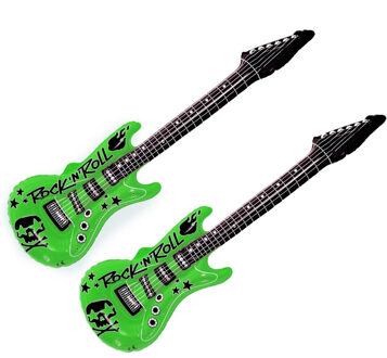 Opblaas elektrische gitaar - 2x - groen - speelgoed - kinderen - opblaasbaar - popster