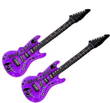 Opblaas elektrische gitaar - 2x - paars - speelgoed - kinderen - opblaasbaar - popster