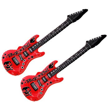 Opblaas elektrische gitaar - 2x - rood - speelgoed - kinderen - opblaasbaar - popster