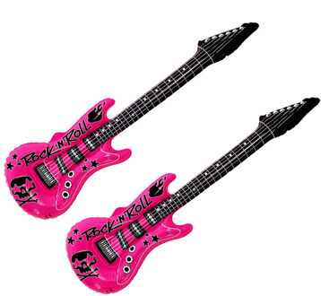 Opblaas elektrische gitaar - 2x - roze - speelgoed - kinderen - opblaasbaar - popster