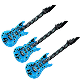 Opblaas elektrische gitaar - 3x - blauw - speelgoed - kinderen - opblaasbaar - popster