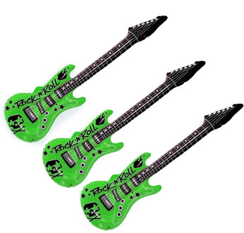 Opblaas elektrische gitaar - 3x - groen - speelgoed - kinderen - opblaasbaar - popster