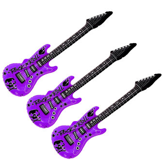 Opblaas elektrische gitaar - 3x - paars - speelgoed - kinderen - opblaasbaar - popster