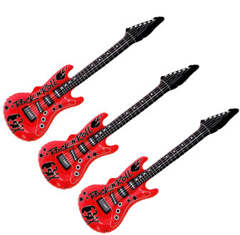 Opblaas elektrische gitaar - 3x - rood - speelgoed - kinderen - opblaasbaar - popster