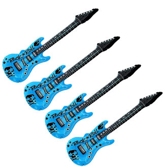 Opblaas elektrische gitaar - 4x - blauw - speelgoed - kinderen - opblaasbaar - popster