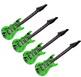 Opblaas elektrische gitaar - 4x - groen - speelgoed - kinderen - opblaasbaar - popster