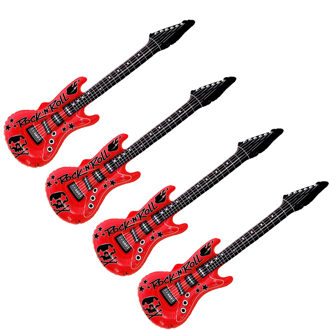 Opblaas elektrische gitaar - 4x - rood - speelgoed - kinderen - opblaasbaar - popster
