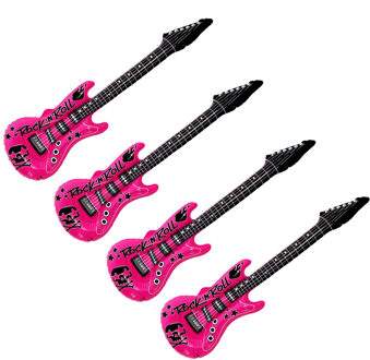 Opblaas elektrische gitaar - 4x - roze - speelgoed - kinderen - opblaasbaar - popster