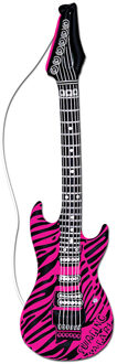 Opblaas Gitaar Zebra Pink Roze