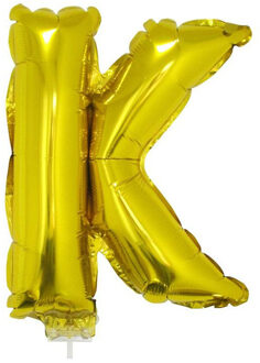 Opblaas letter ballons op stokje Goudkleurig