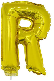 Opblaas letter ballons op stokje Goudkleurig