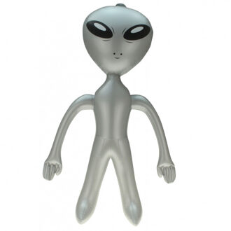 Opblaasbaar alien figuur - zilver - 60 cm - uit space/de ruimte - buitenaards leven pop