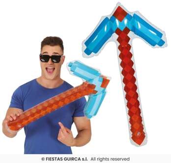 Opblaasbaar Diamond Pickaxe (69cm) Multikleur - Print