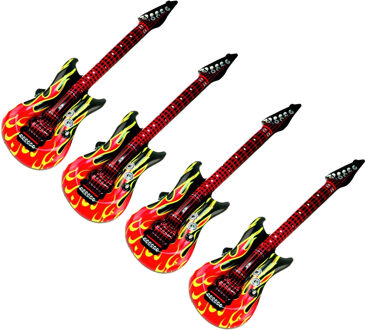 Opblaasbaar gitaar - 4x - met vlammen - 100 cm - speelgoed gitaar