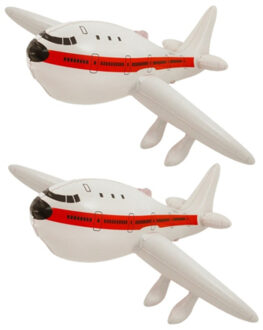 Opblaasbaar speelgoed vliegtuig - 2x stuks - 50 cm - Ter decoratie of speelgoed voertuig