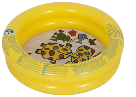 Opblaasbaar zwembad - olifantjes/kikkers - geel - D61 cm