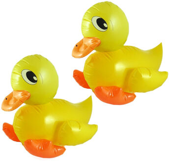 Opblaasbare badeend van 42 cm - 2x - eendjes - geel - pvc - decoratie