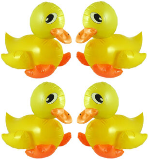 Opblaasbare badeend van 42 cm - 4x - eendjes - geel - pvc - decoratie