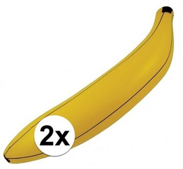 Opblaasbare banaan ? geel ? 80 cm ? opblaas fruit - 2x - tropisch - zwembad/feest - decoratie