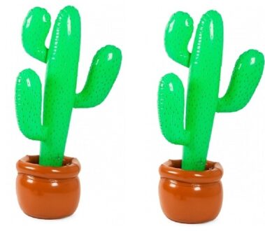 Opblaasbare cactus - 2x - in pot - 85 cm - opblaas cactus - decoratie