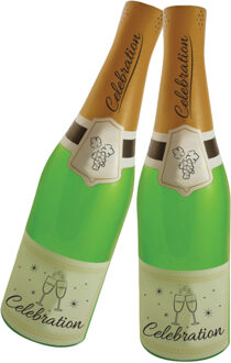 Opblaasbare champagne fles - 2x - geslaagd - 73 cm - feestdecoratie - afgestudeerd decoratie