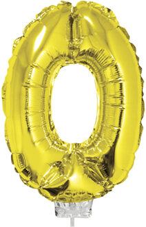 Opblaasbare cijfer ballon 0 goud 41 cm