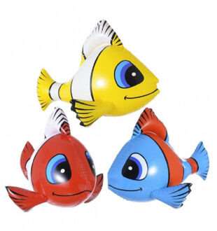 Opblaasbare decoratie vis - Pakket van 2x stuks - gekleurd - 60 cm - tropische versiering - hawaii f