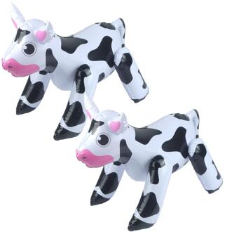 Opblaasbare dieren - 2x - Koe - wit/zwart - 53 x 20 cm - kunststof