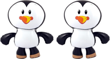 Opblaasbare dieren - 2x - Pinguin - wit/zwart - 56 cm - pvc kunststof - opblaasspeelgoed Multikleur