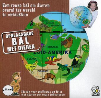 Opblaasbare dieren aardbol 50 cm - Strandballen Multikleur