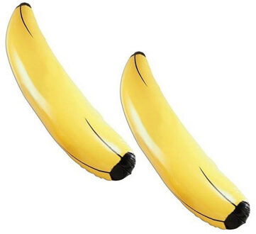 Opblaasbare fruit banaan XL - 2x stuks - 162 cm - groot formaat - fun opblaasartikelen