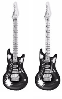 Opblaasbare Gitaar - Set van 2x stuks - 106 cm - zwart - Speelgoed - Feestartikel - Luchtg