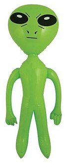 Opblaasbare groene alien figuur - 64 cm - uit space/de ruimte - buitenaards leven pop