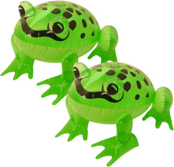 Opblaasbare kikker - 2x - decoratie - groen - 40 cm - dieren