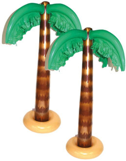Opblaasbare kleine palmboom - 2x stuks - 90 cm - Tropische Hawaii thema - decoraties/versieringen