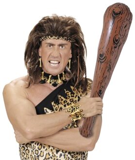 Opblaasbare knuppel - 1x - bruin - kunststof - 90 cm - verkleedaccessoires