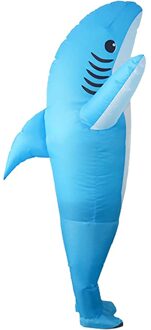 Opblaasbare Kostuum Shark Game Fancy Dress Party Jumpsuit Cosplay Outfit Prop Blauw