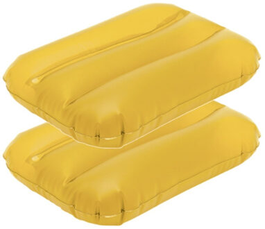 Opblaasbare kussentje - 2x - geel - 28 x 19 cm - Reiskussens - kussens voor onderweg/strand/zwembad