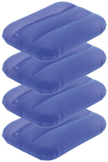 Opblaasbare kussentje - 4x - blauw - 28 x 19 cm - Reiskussens - kussens voor onderweg/strand/zwembad